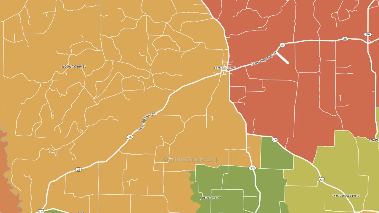 Center Point, AR Map of Drug-Related Crime Rates