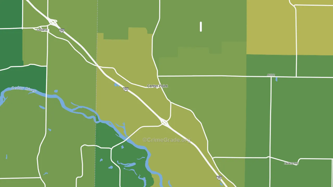 Center Point, IA Map of Drug-Related Crime Rates