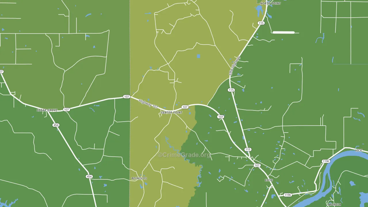 Center Point, LA Map of Drug-Related Crime Rates