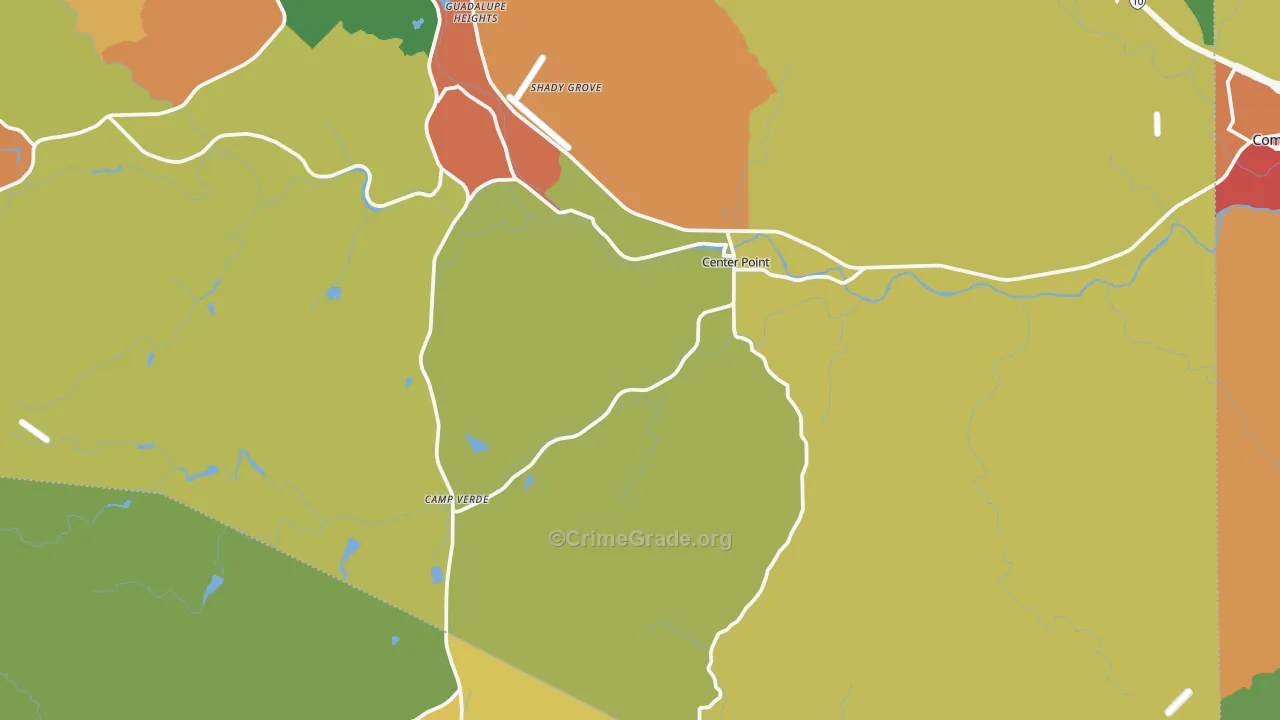 Center Point, TX Map of Drug-Related Crime Rates