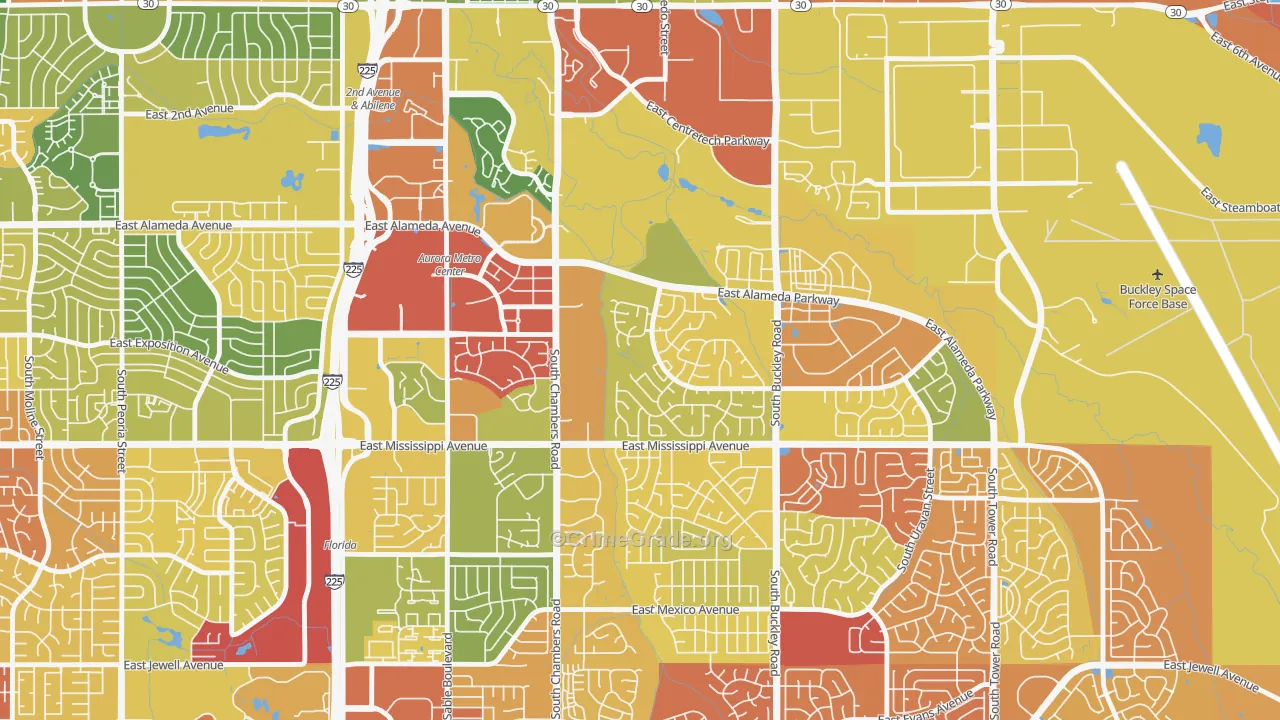 Center Pointe, Aurora, CO Map of Drug-Related Crime Rates