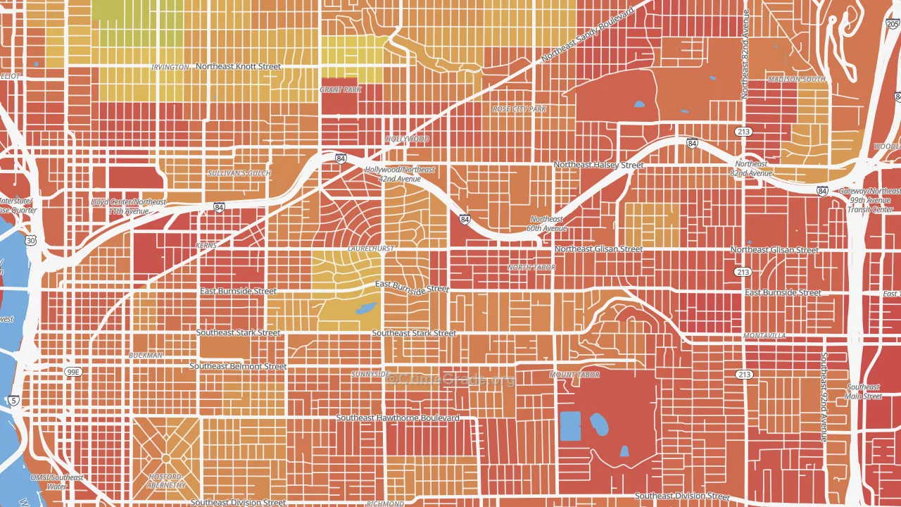 Center, Portland, OR Map of Drug-Related Crime Rates