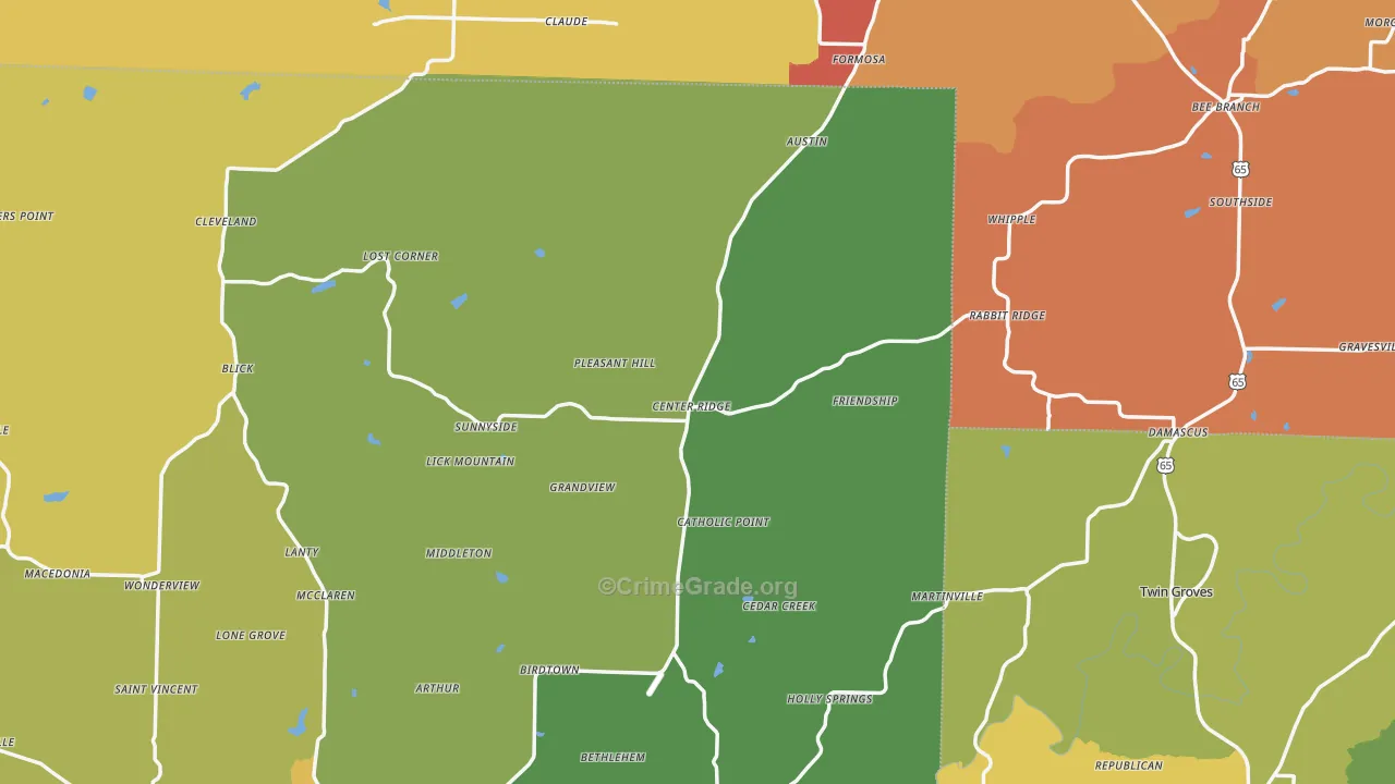 Center Ridge, AR Map of Drug-Related Crime Rates