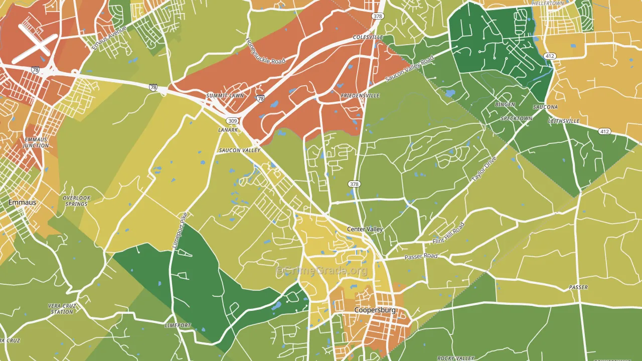 Center Valley, PA Map of Drug-Related Crime Rates