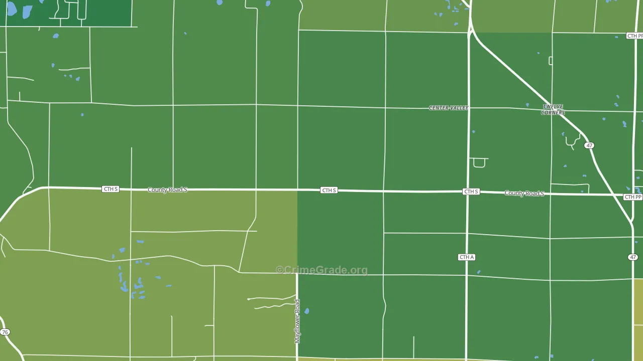 Center Valley, WI Map of Drug-Related Crime Rates