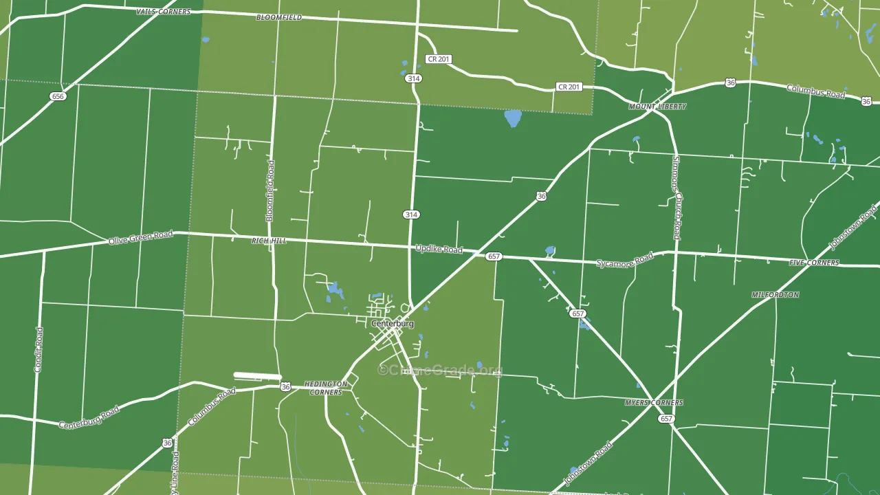 Centerburg, OH Map of Drug-Related Crime Rates
