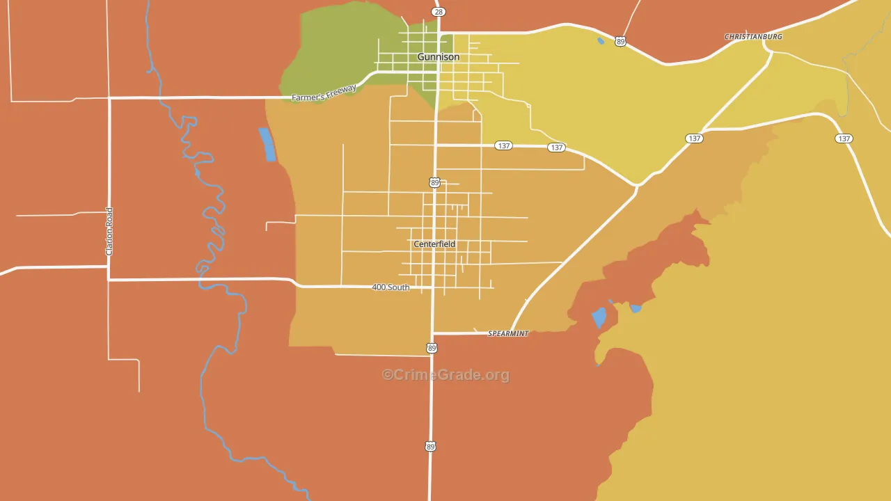 Centerfield, UT Map of Drug-Related Crime Rates