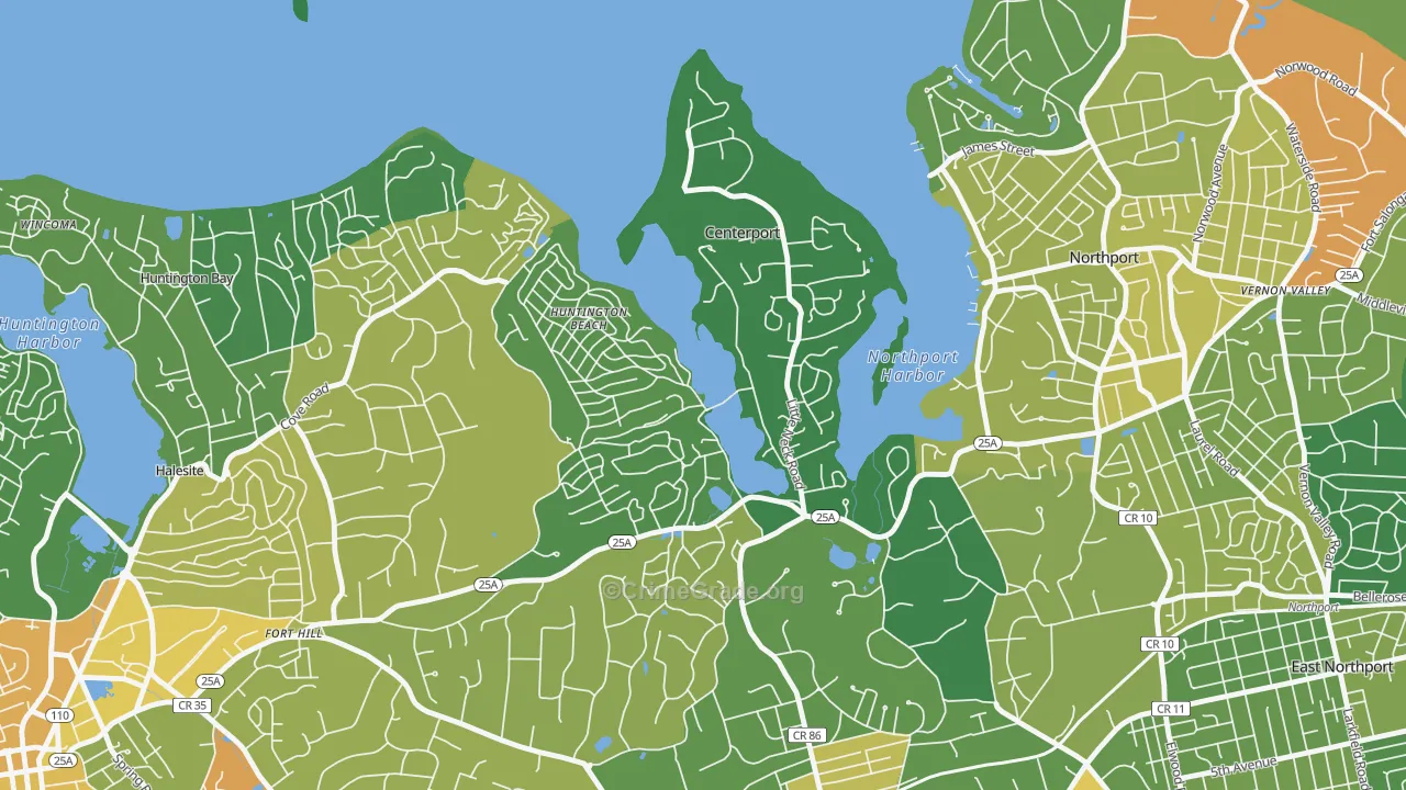 Centerport, NY Map of Drug-Related Crime Rates
