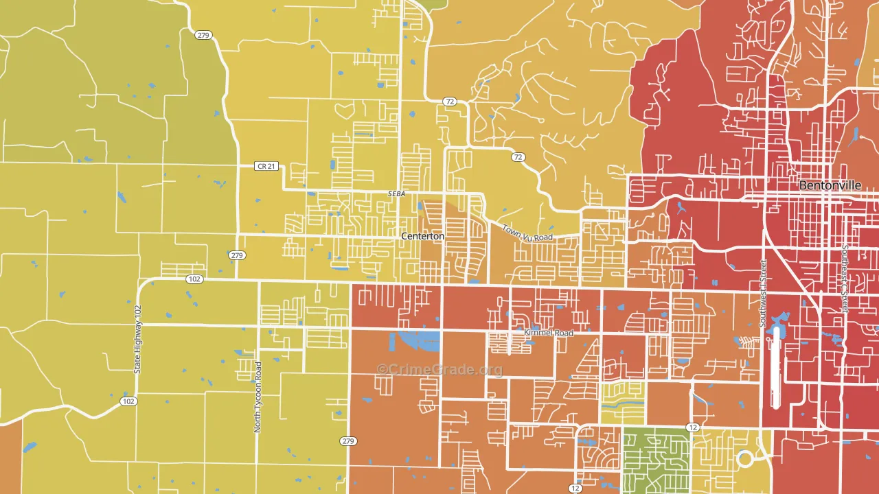 Centerton, AR Map of Drug-Related Crime Rates