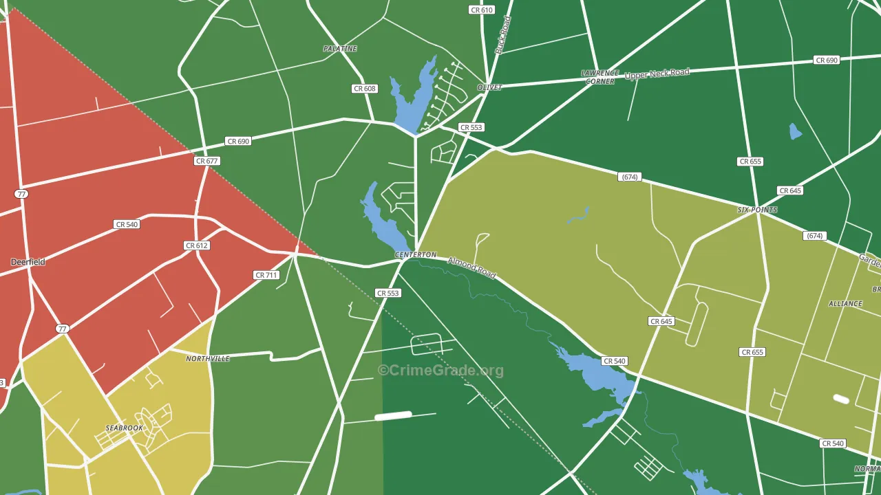 Centerton, NJ Map of Drug-Related Crime Rates
