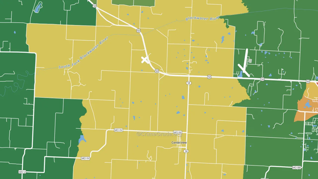 Centerview, MO Map of Drug-Related Crime Rates