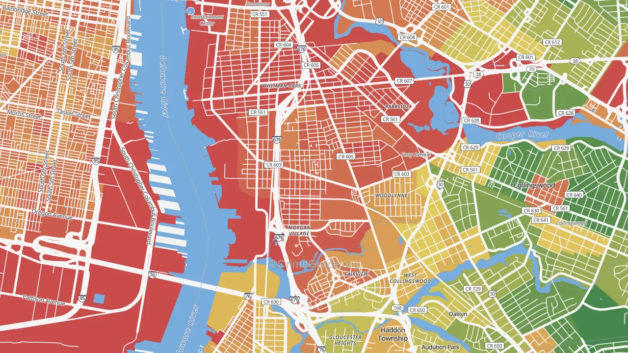Centerville, Camden, NJ Map of Drug-Related Crime Rates