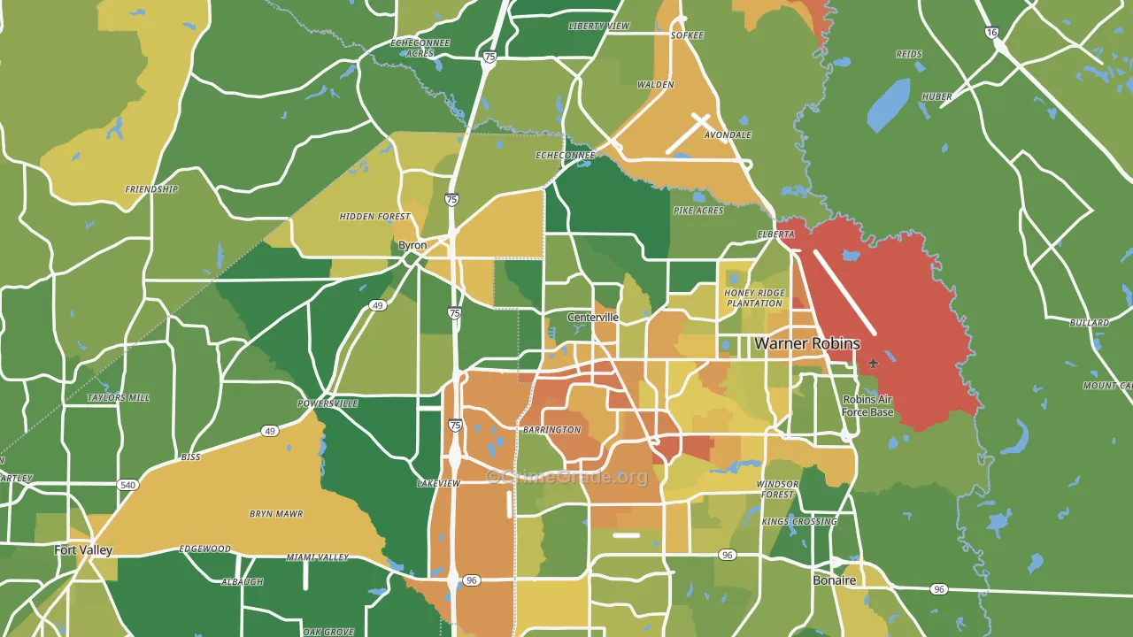 Centerville, GA Map of Drug-Related Crime Rates