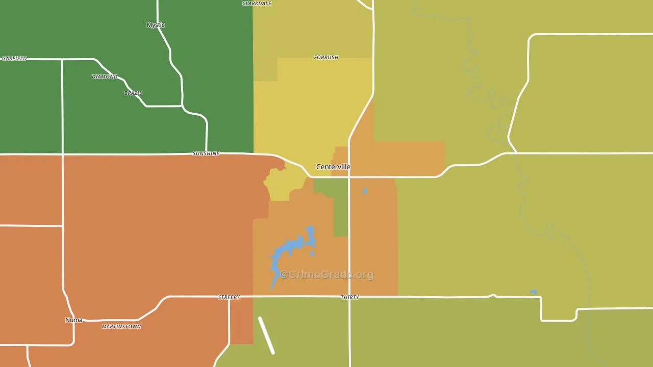 Centerville, IA Map of Drug-Related Crime Rates