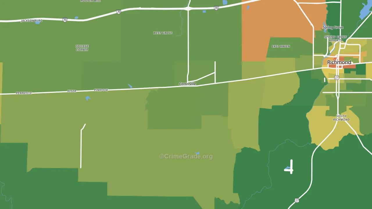 Centerville, IN Map of Drug-Related Crime Rates