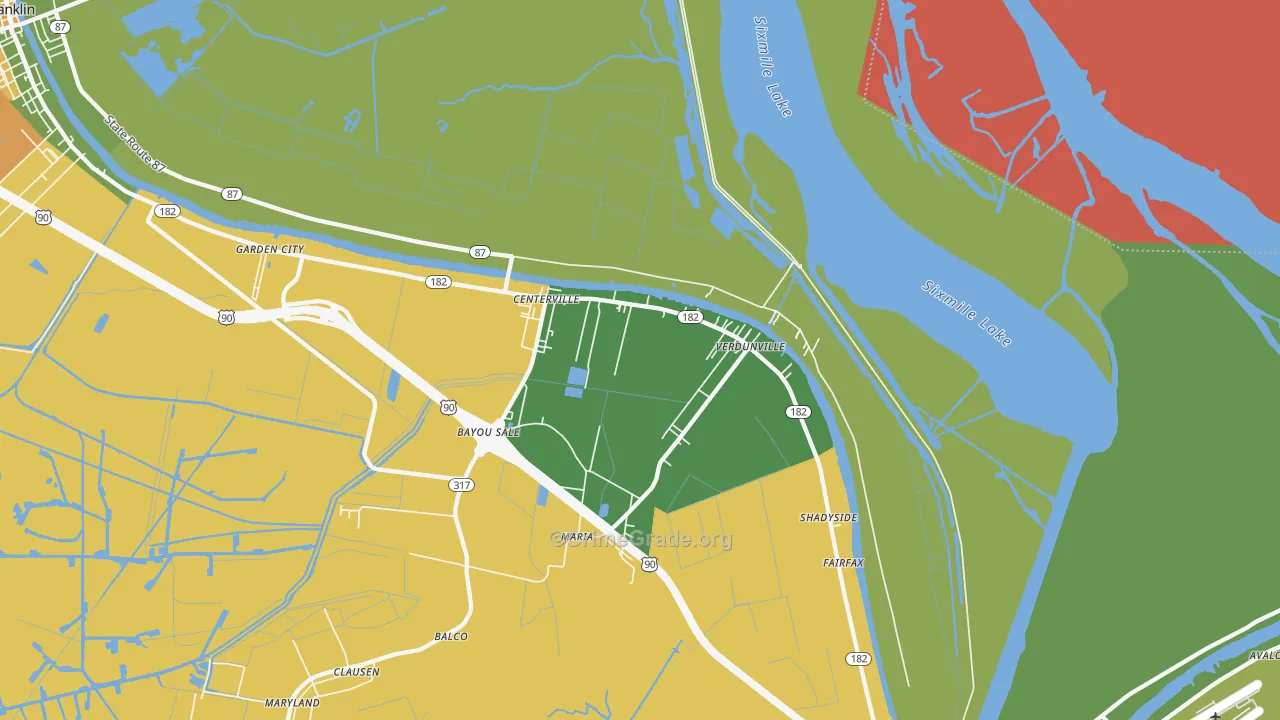 Centerville, LA Map of Drug-Related Crime Rates