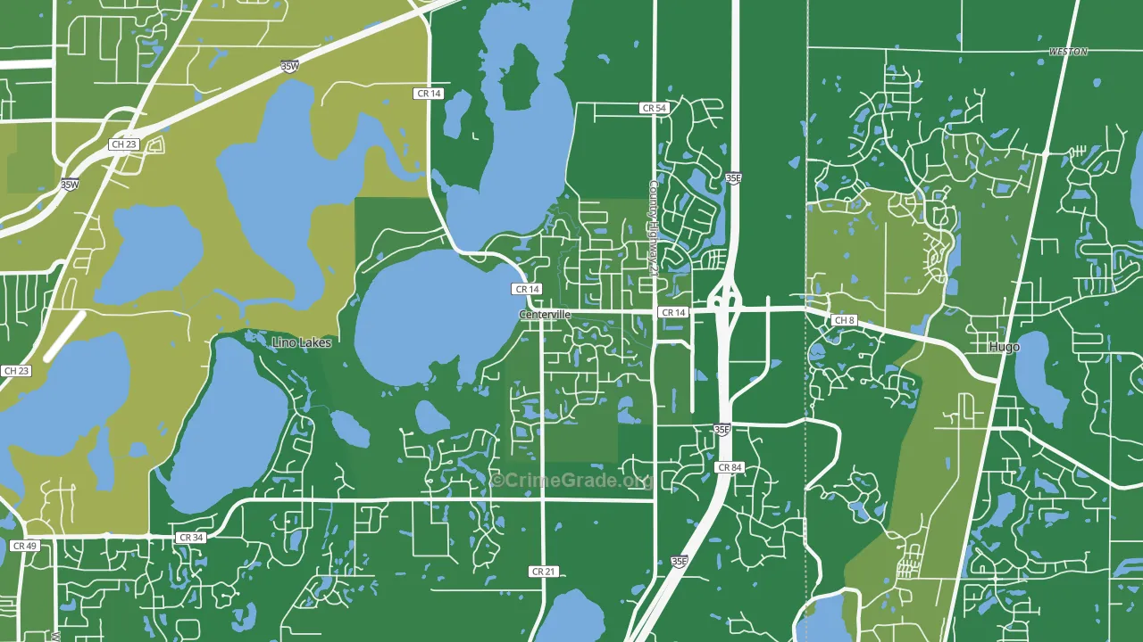 Centerville, MN Map of Drug-Related Crime Rates