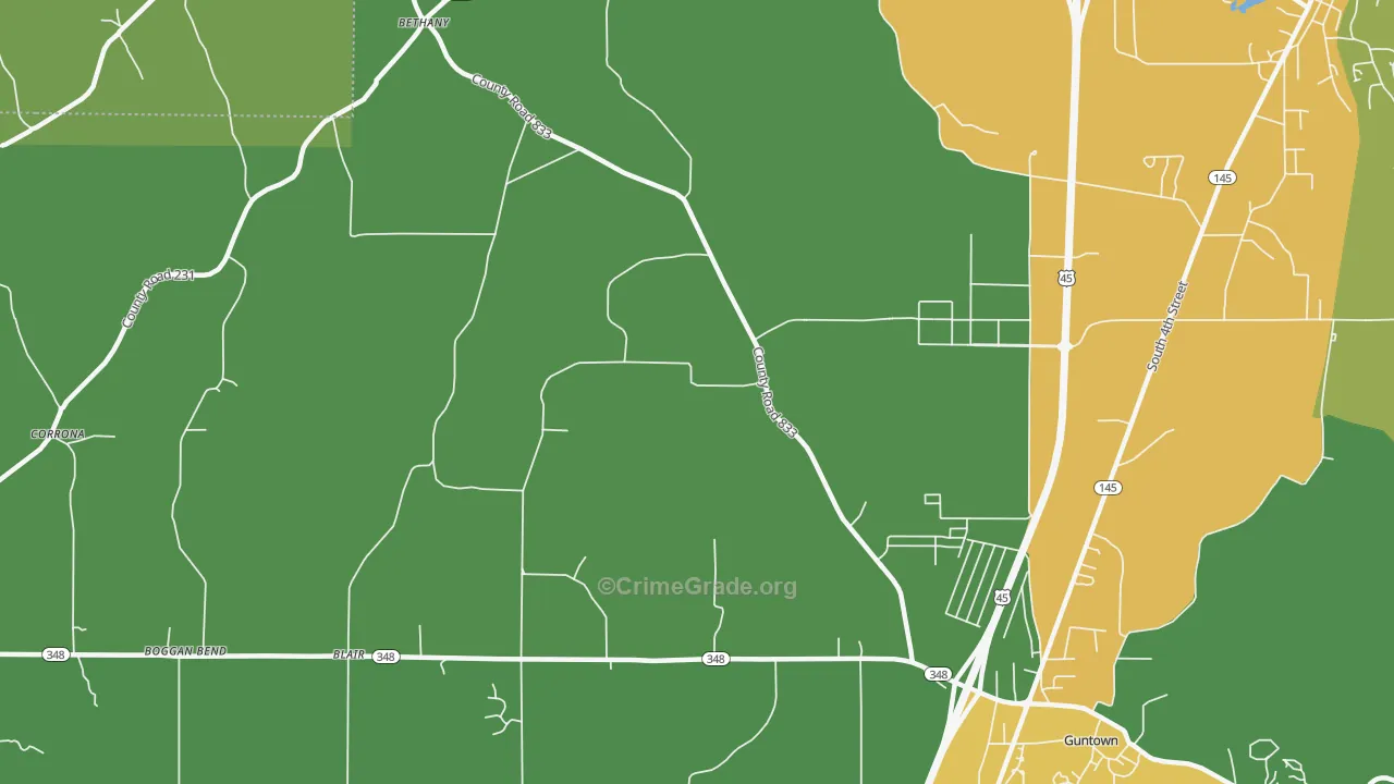 Centerville, MS Map of Drug-Related Crime Rates