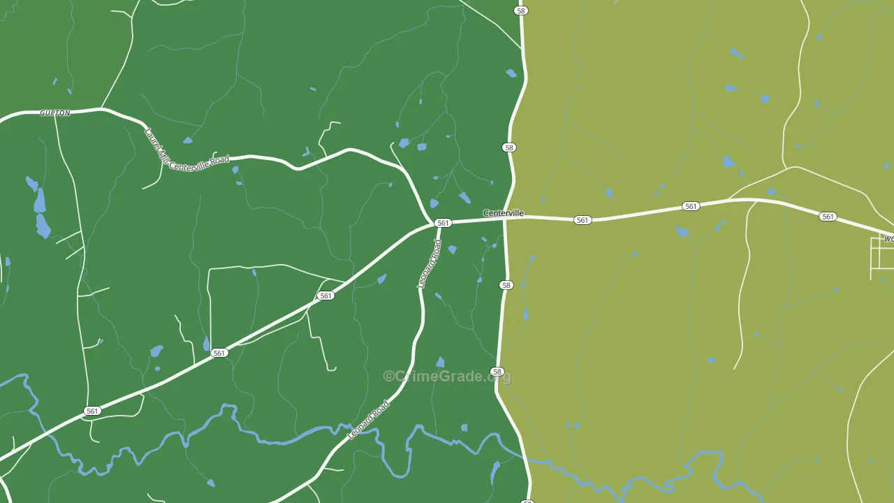 Centerville, NC Map of Drug-Related Crime Rates