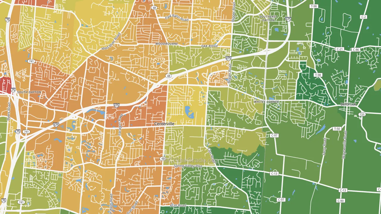 Centerville, OH Map of Drug-Related Crime Rates