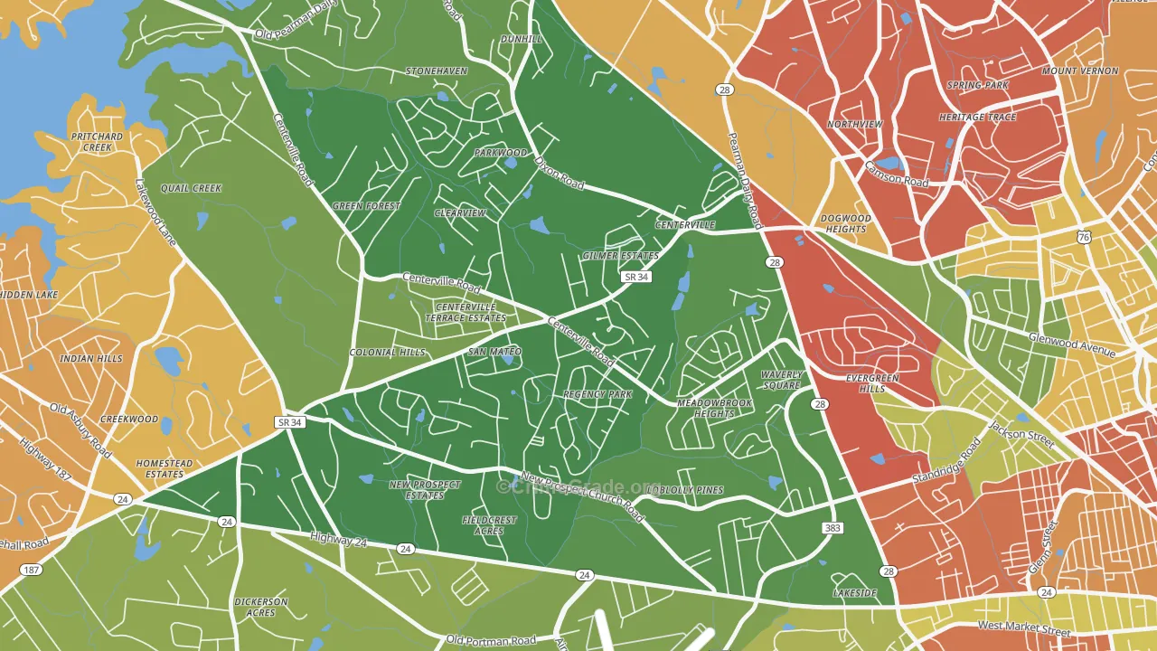 Centerville, SC Map of Drug-Related Crime Rates