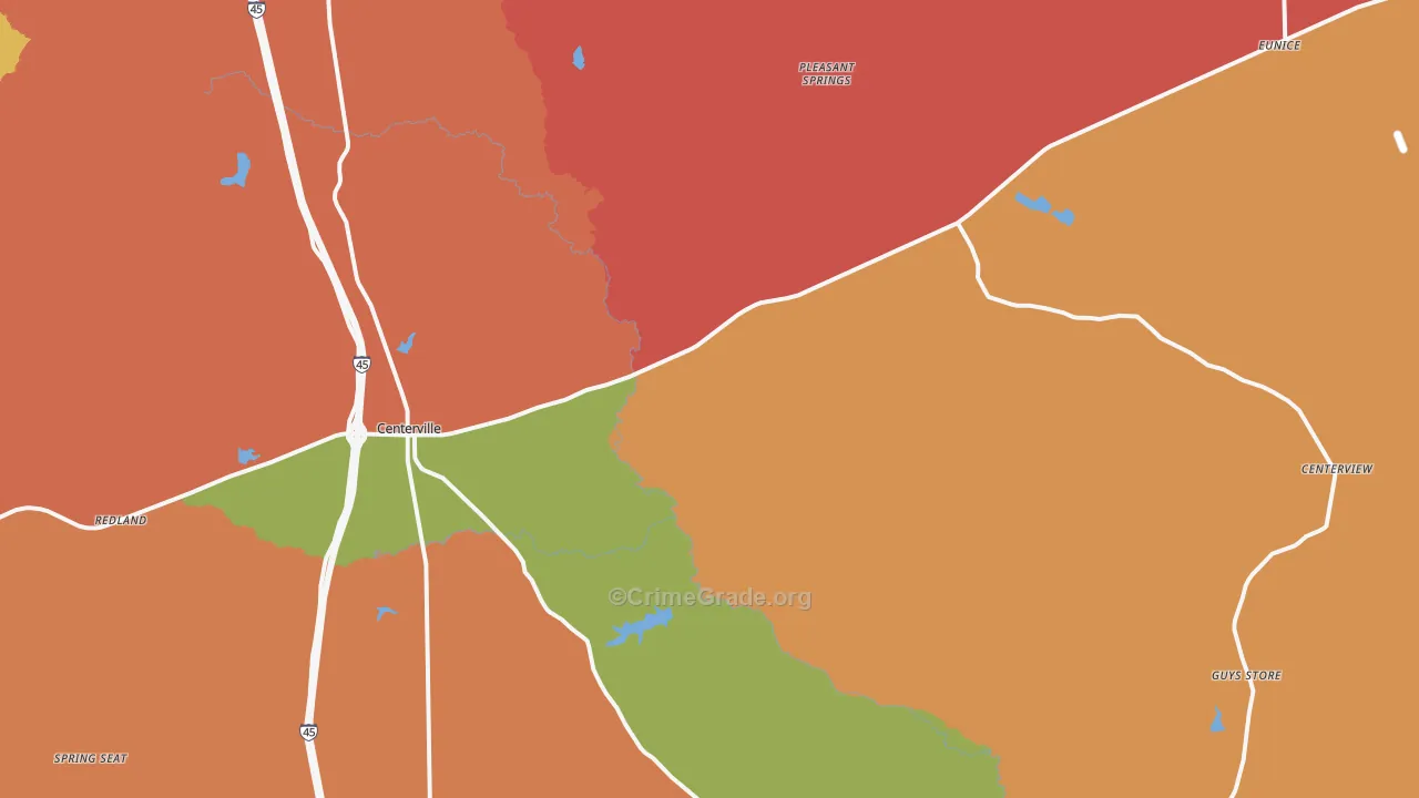 Centerville, TX Map of Drug-Related Crime Rates