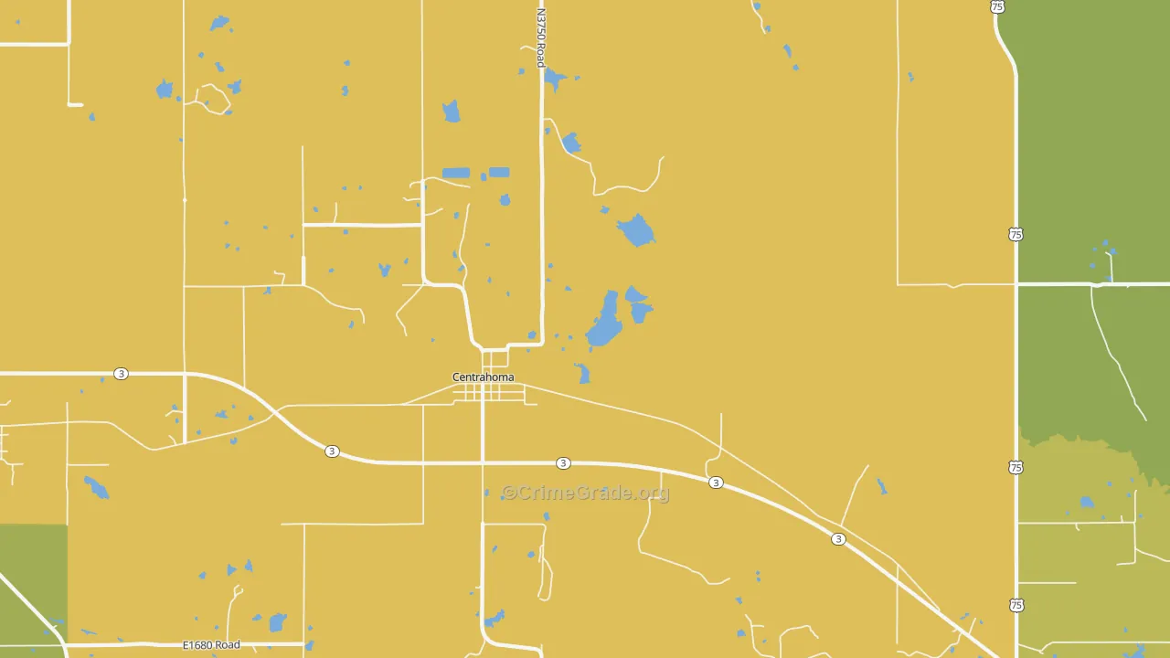 Centrahoma, OK Map of Drug-Related Crime Rates