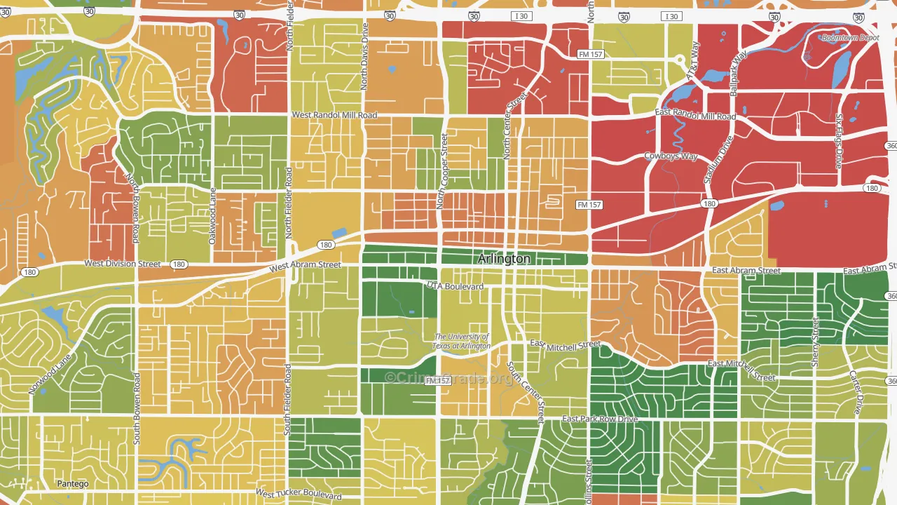 Central Arlington, Arlington, TX Map of Drug-Related Crime Rates