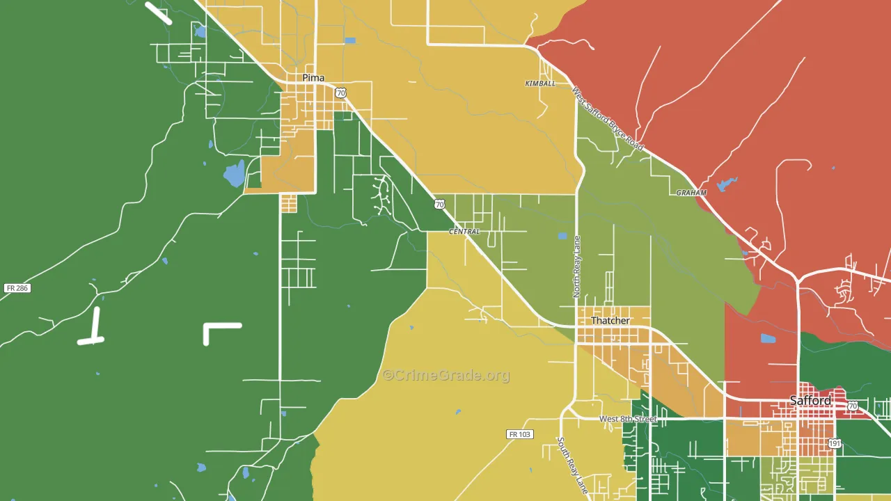 Central, AZ Map of Drug-Related Crime Rates