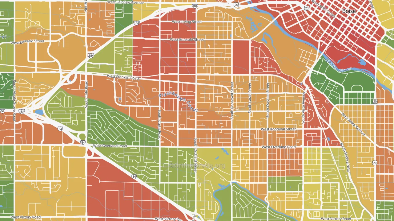 Central Bench, Boise, ID Map of Drug-Related Crime Rates