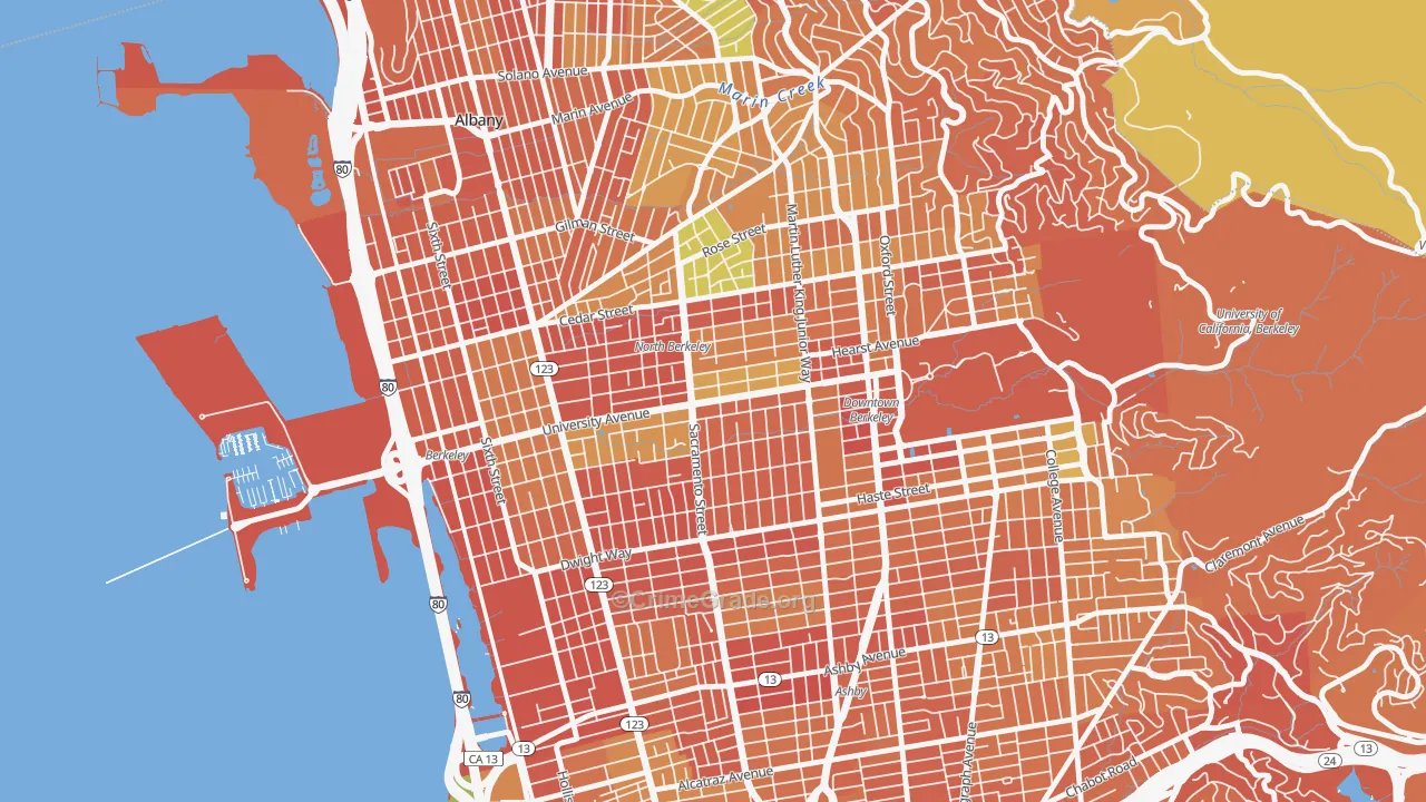 Central Berkeley, Berkeley, CA Map of Drug-Related Crime Rates