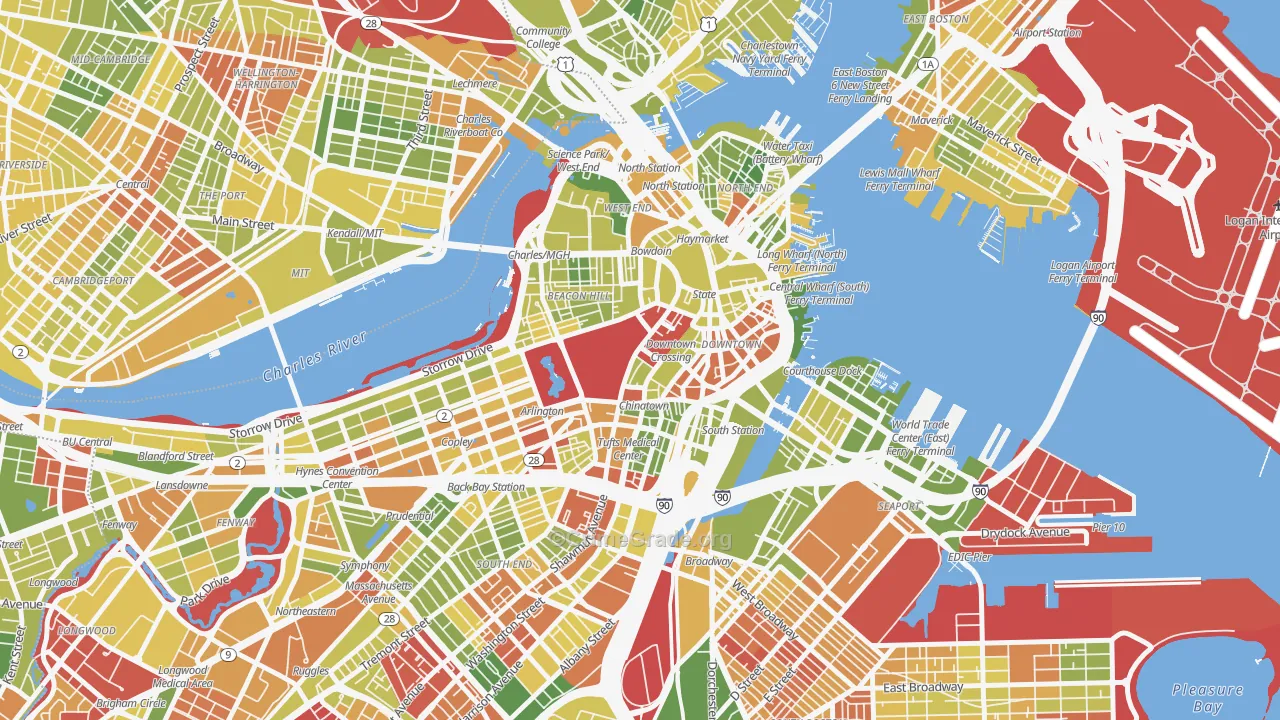 Central, Boston, MA Map of Drug-Related Crime Rates