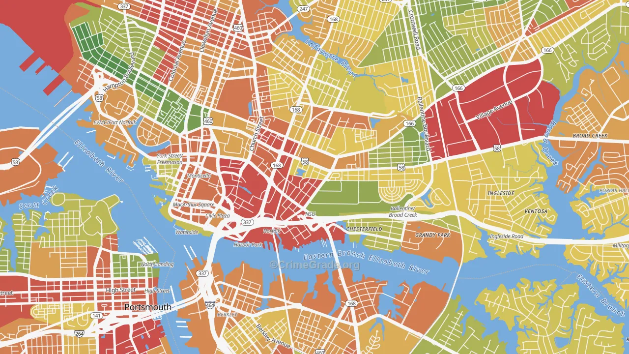 Central Brambleton, Norfolk, VA Map of Drug-Related Crime Rates