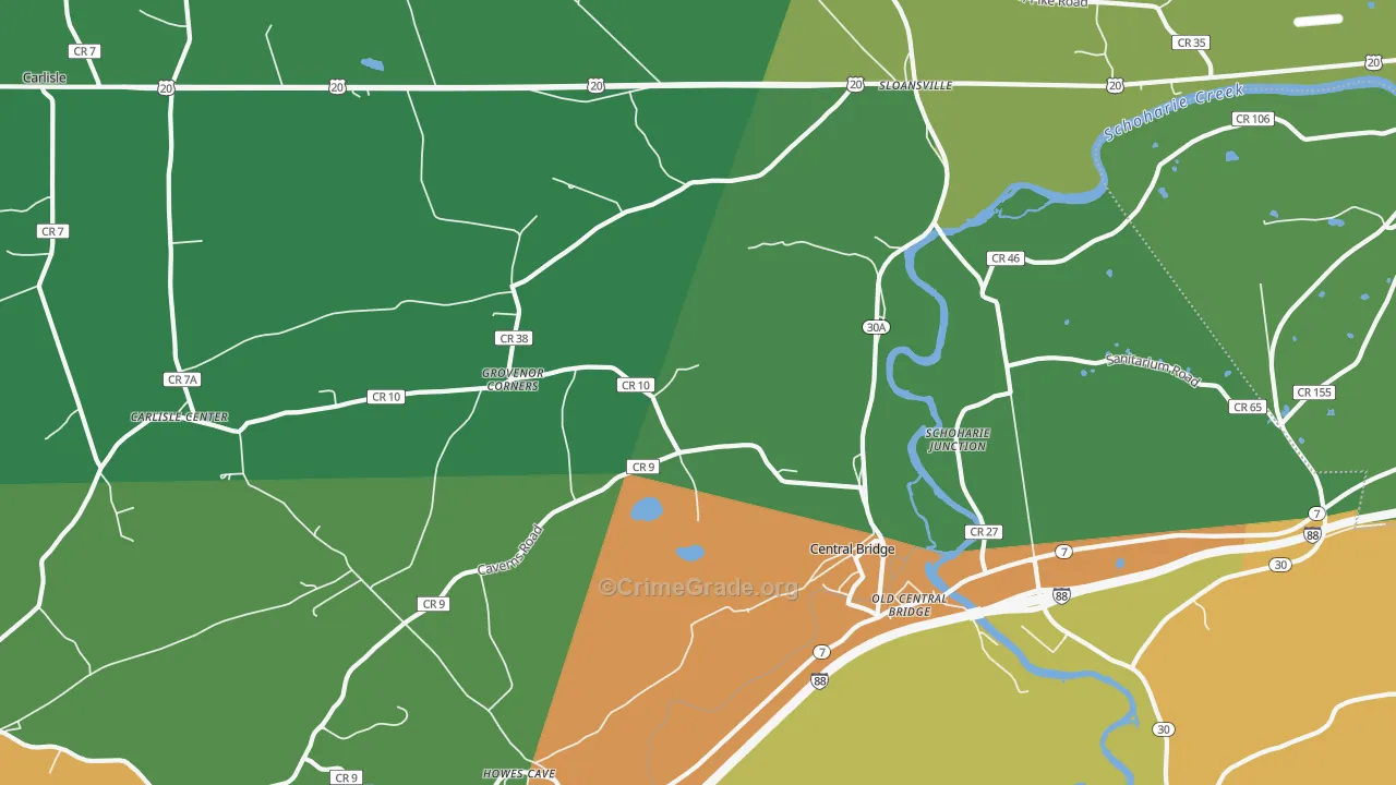 Central Bridge, NY Map of Drug-Related Crime Rates