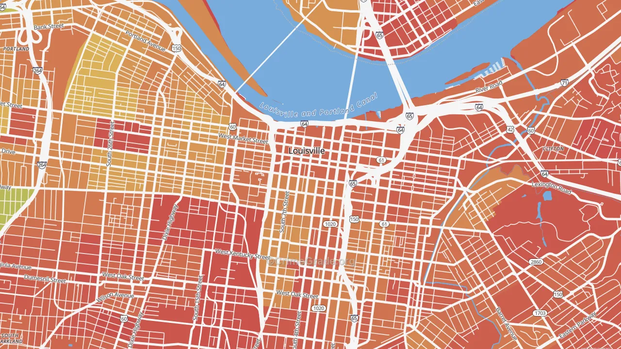 Central Business District, Louisville, KY Map of Drug-Related Crime Rates
