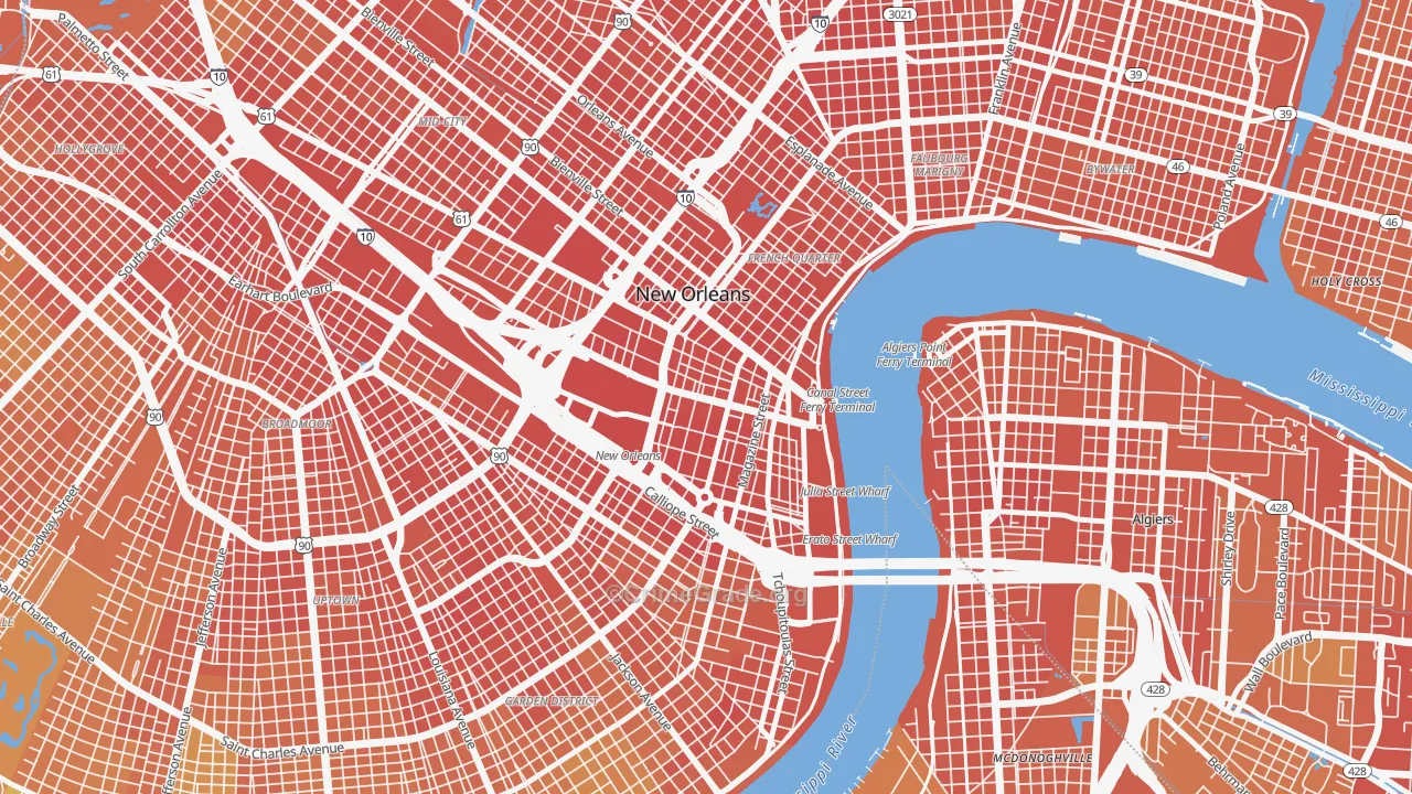 Central Business District, New Orleans, LA Map of Drug-Related Crime Rates