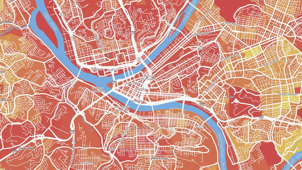 Central Business District, Pittsburgh, PA Map of Drug-Related Crime Rates