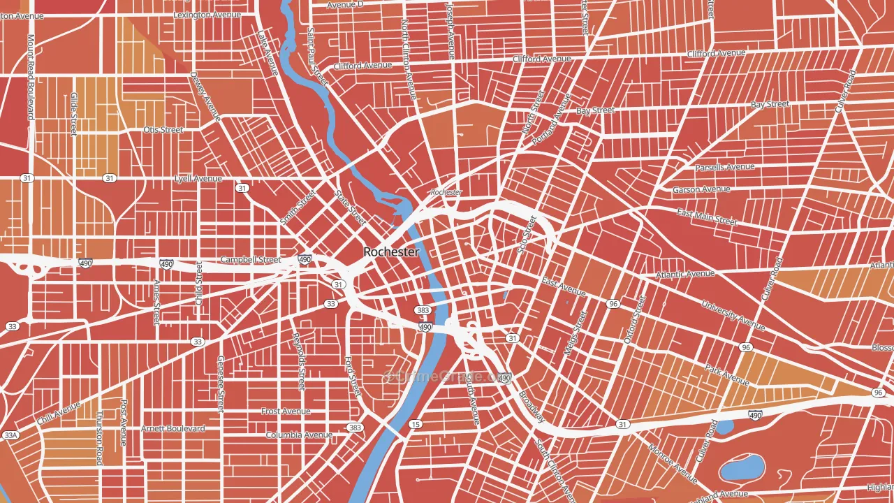 Central Business District-Rochester, Rochester, NY Map of Drug-Related Crime Rates