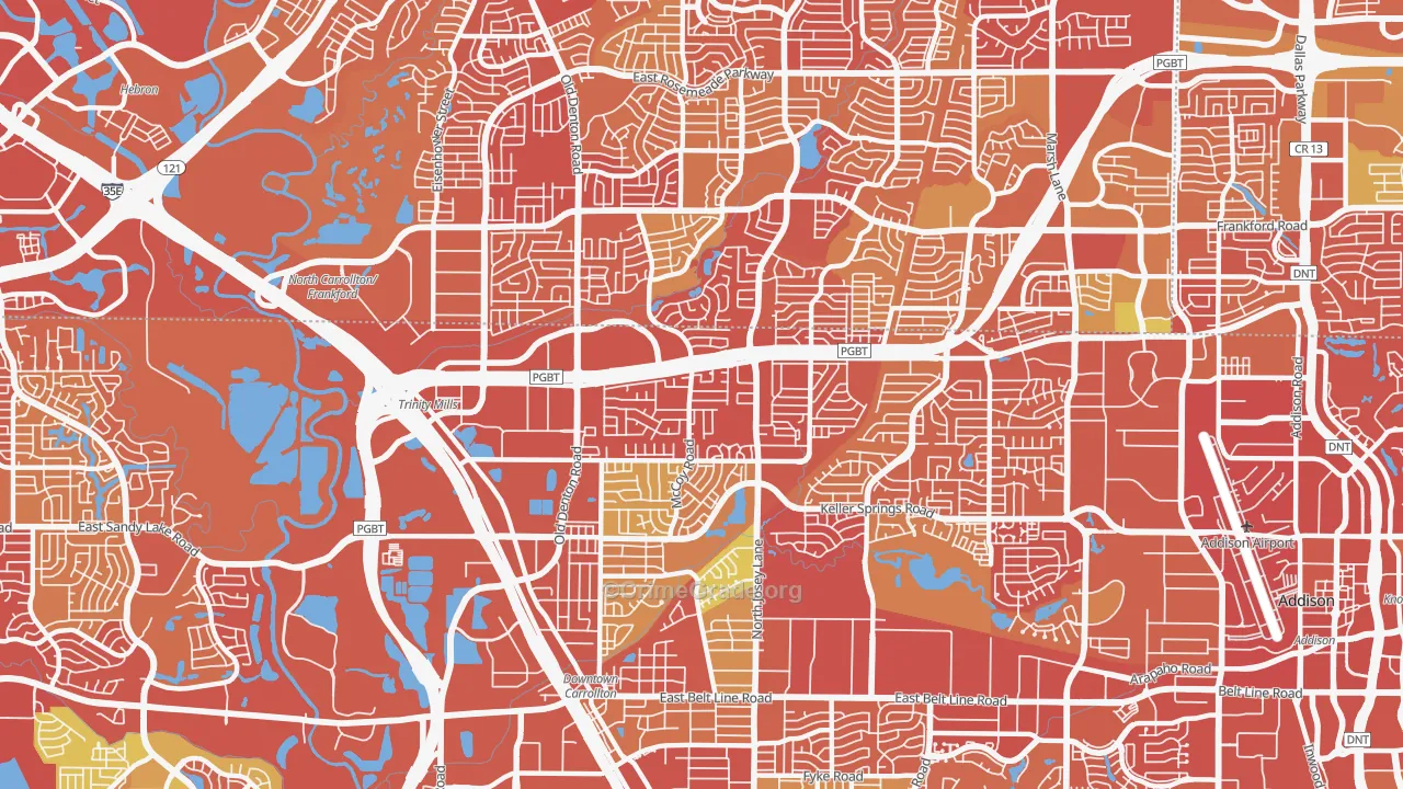 Central Carrollton, Carrollton, TX Map of Drug-Related Crime Rates