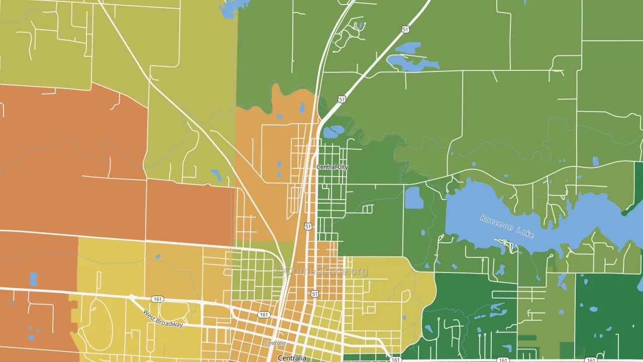 Central City, IL Map of Drug-Related Crime Rates