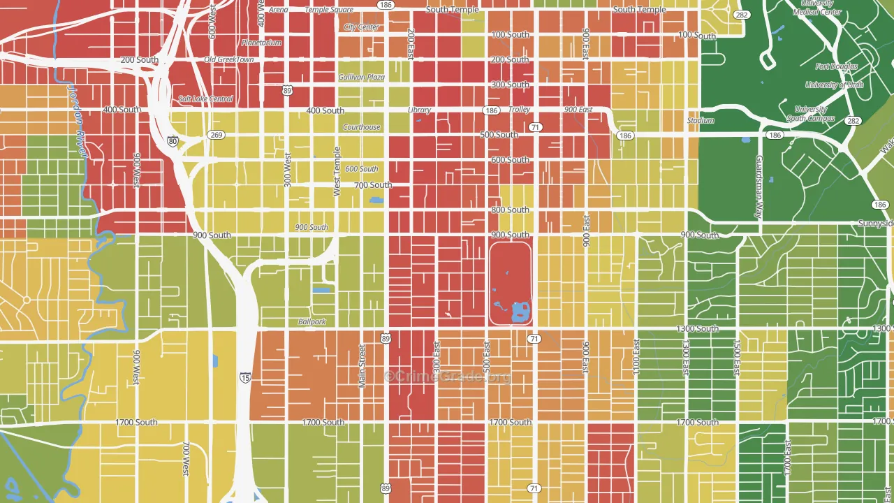 Central City Liberty Wells, Salt Lake City, UT Map of Drug-Related Crime Rates