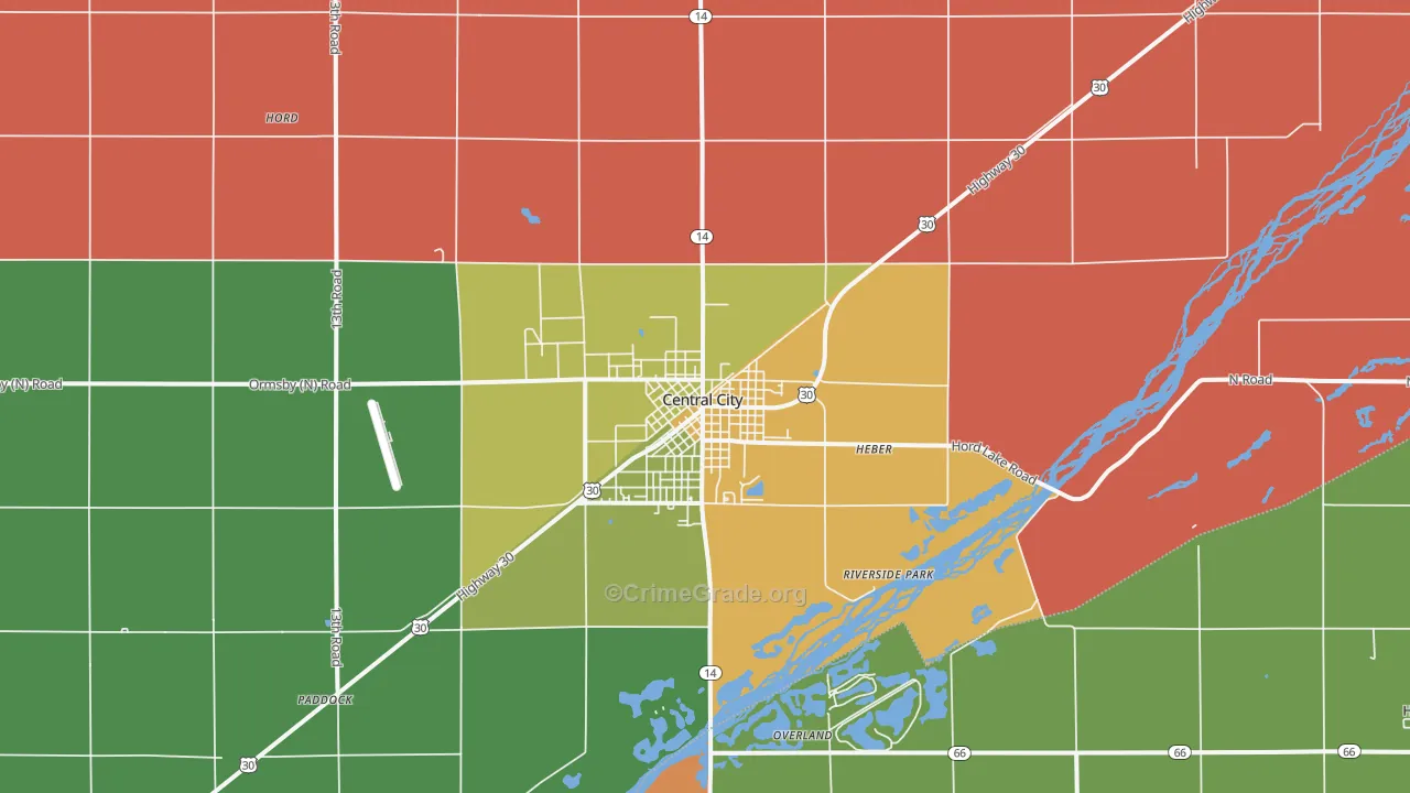 Central City, NE Map of Drug-Related Crime Rates