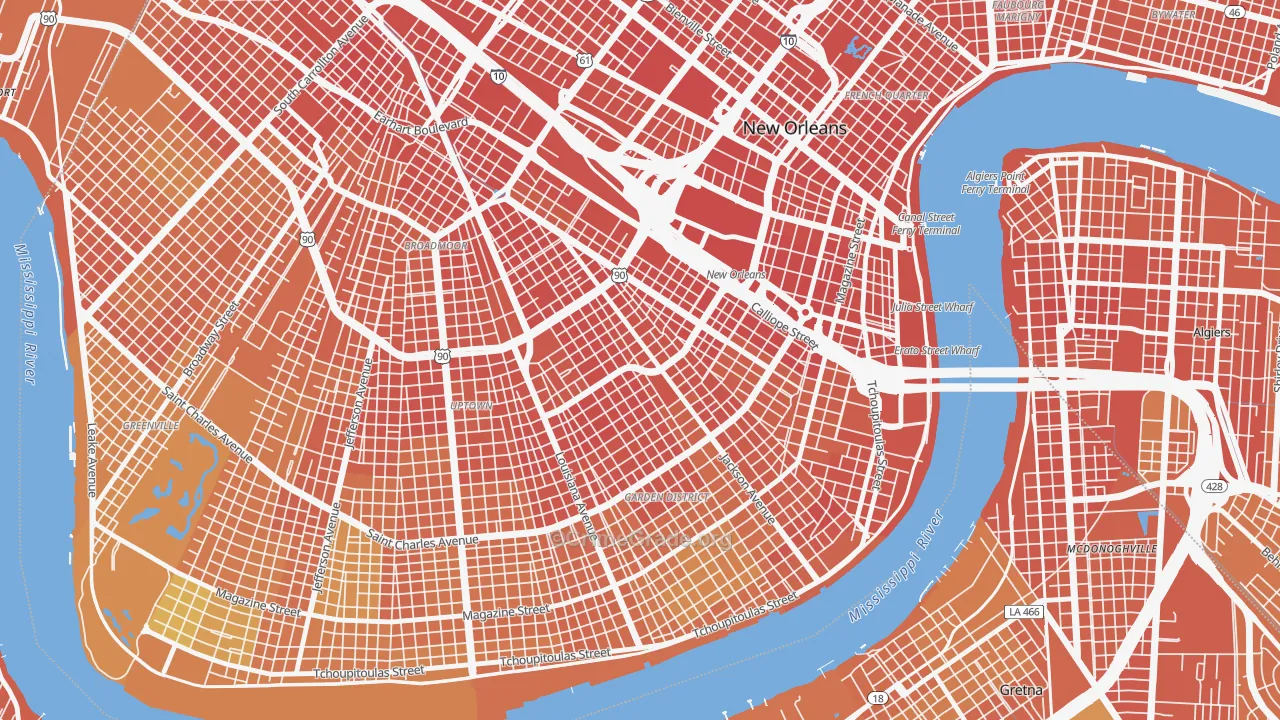 Central City, New Orleans, LA Map of Drug-Related Crime Rates