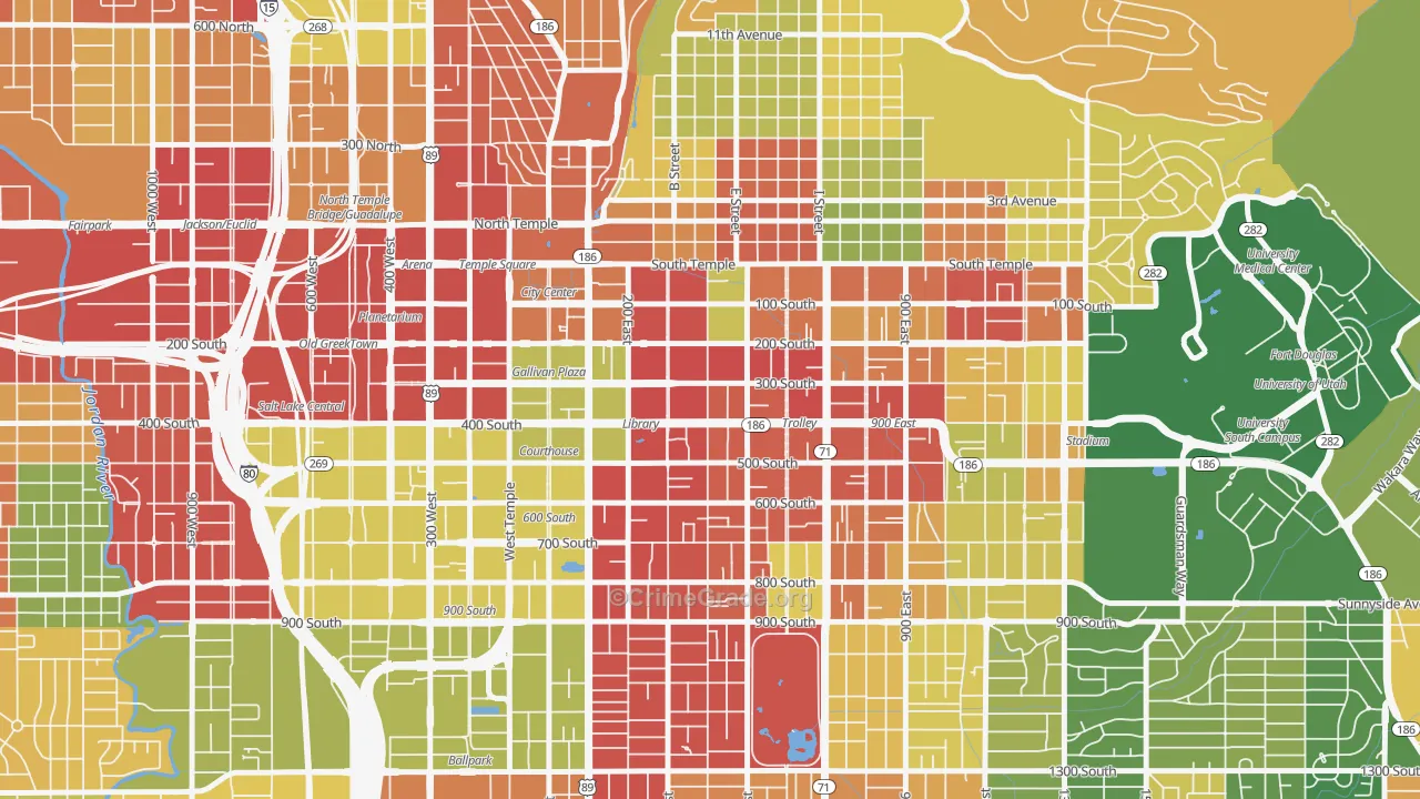 Central City, Salt Lake City, UT Map of Drug-Related Crime Rates