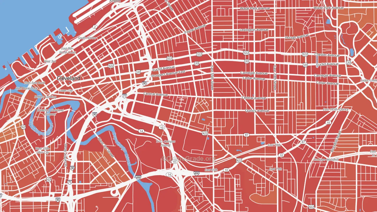 Central, Cleveland, OH Map of Drug-Related Crime Rates