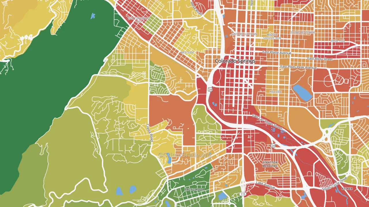 Central Colorado City, Colorado Springs, CO Map of Drug-Related Crime Rates