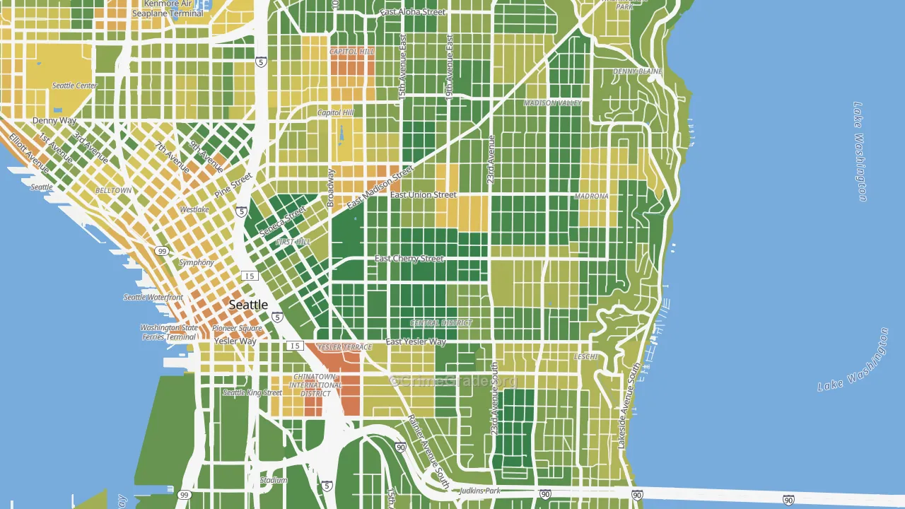 Central District, Seattle, WA Map of Drug-Related Crime Rates
