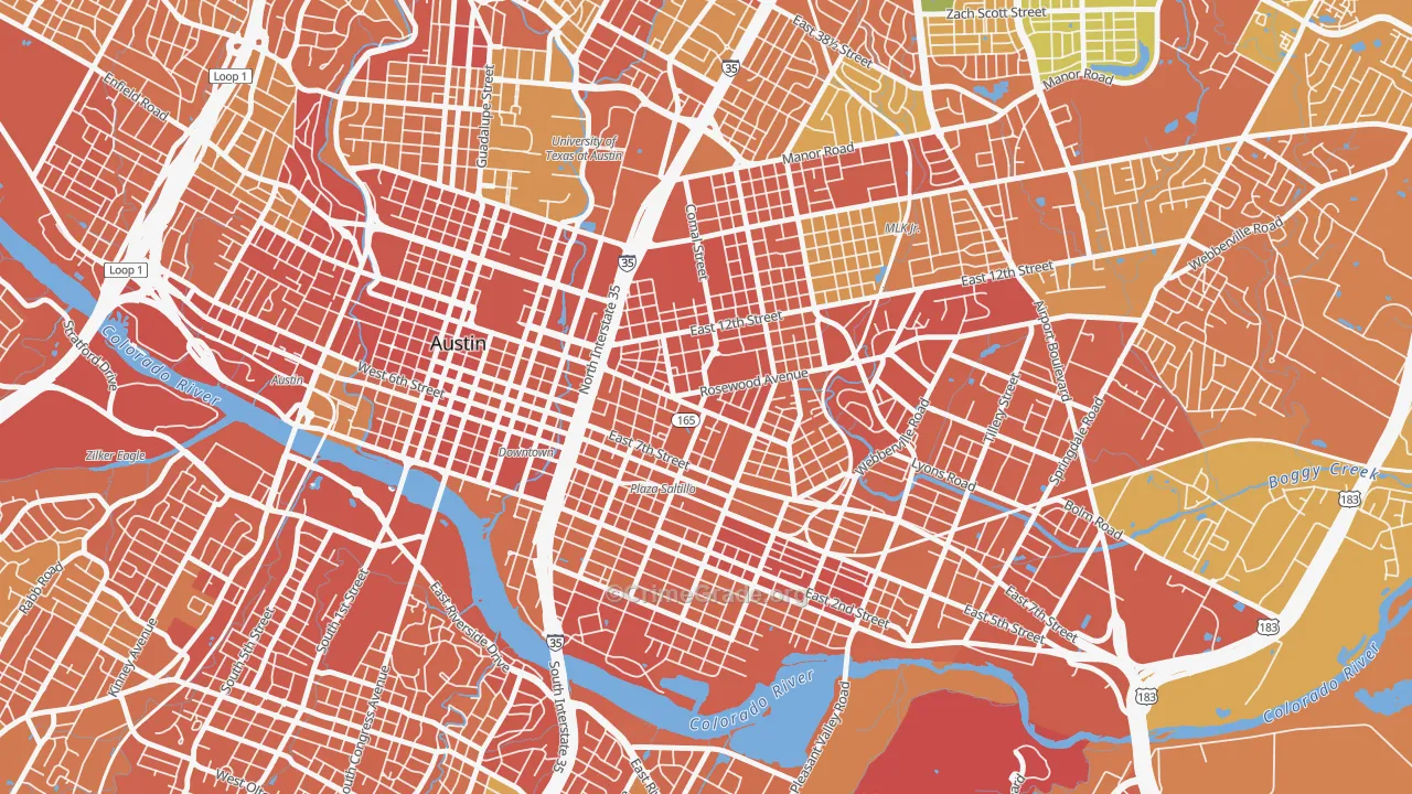 Central East Austin, Austin, TX Map of Drug-Related Crime Rates