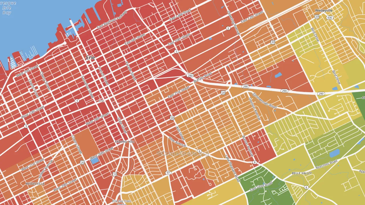 Central Eastside, Erie, PA Map of Drug-Related Crime Rates