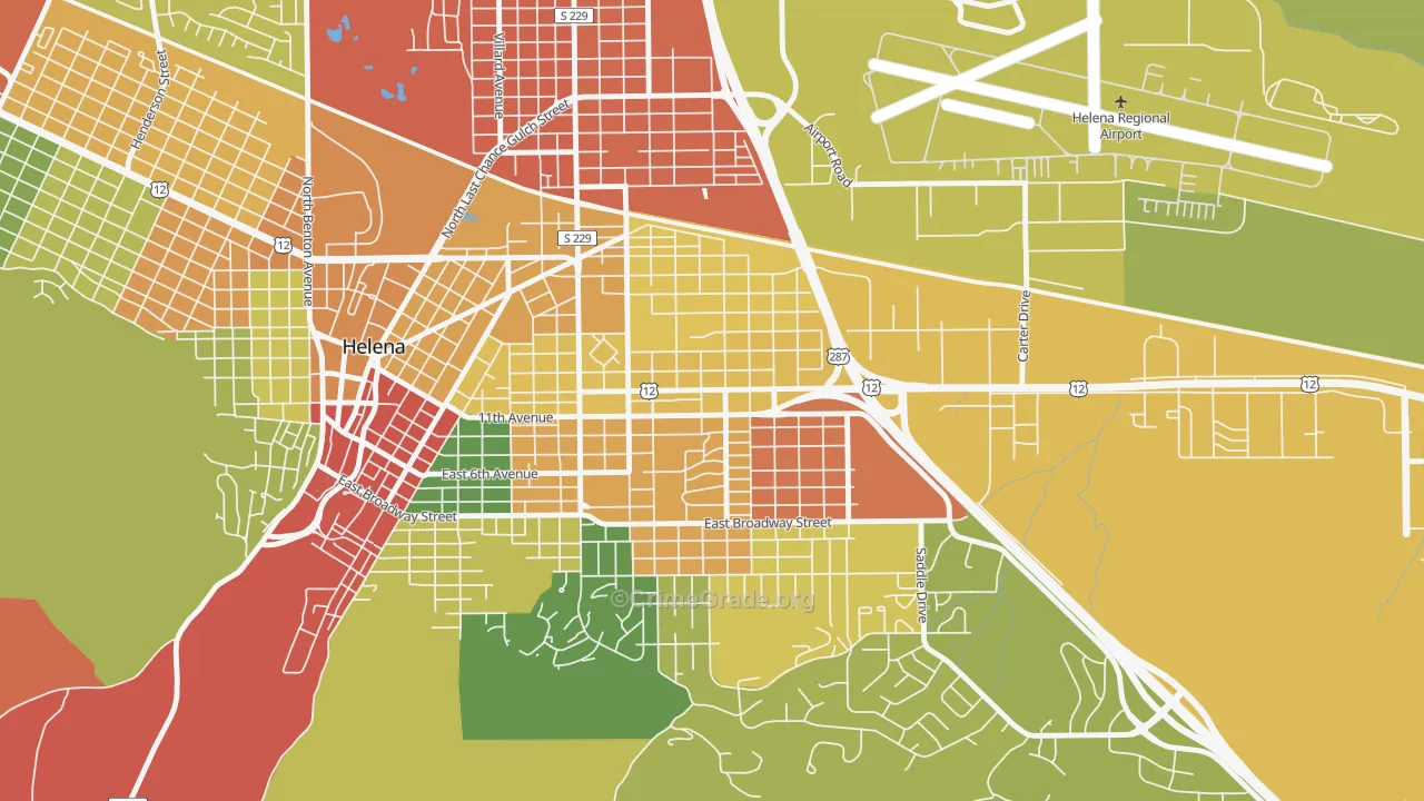 Central, Helena, MT Map of Drug-Related Crime Rates